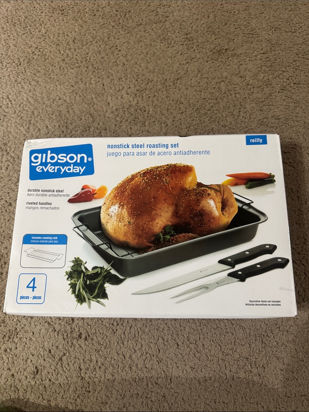 Gibson Everyday Nonstick Steel Roasting Set in Black and White